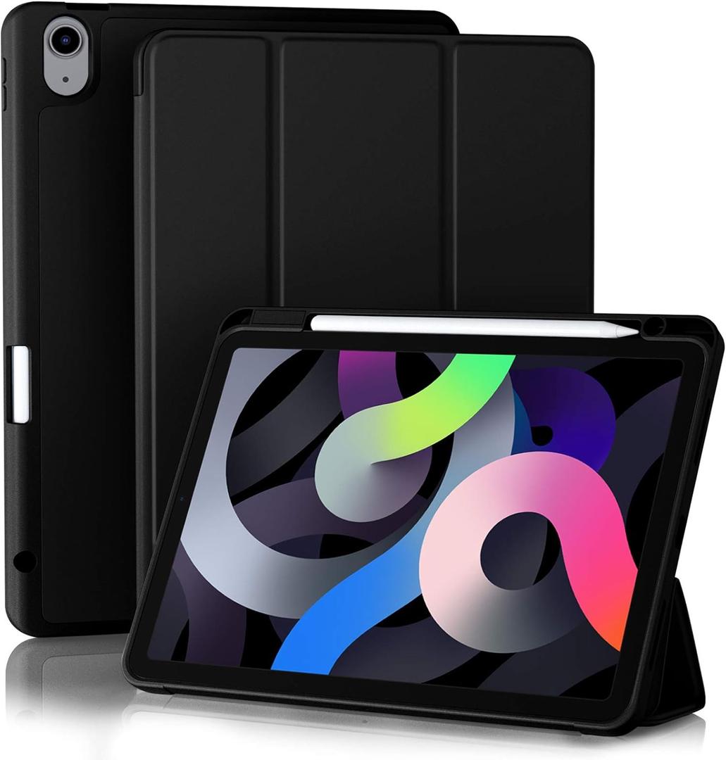 Akkerds Compatible with iPad Air 11 Inch Case 7th/6th Generation (M3/M2) 2025/2024, for iPad Air 5th/4th Generation Case 10.9 Inch 2022/2020 with Pencil Holder[Auto Sleep/Wake], Black