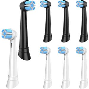 Toothbrush Replacement Heads Compatible with Braun Oral-B iO 3/4/5/6/7/8/9/10 Series Electric Toothbrush, Brush Heads 4 White + 4 Black