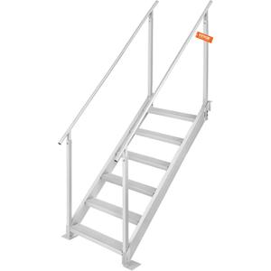 VEVOR Dock Ladder 6 Steps, 500lbs Load Pool Steps, Adjustable Height Aluminum Dock Stairs, Pontoon Boat Ladder with Handrails & Widen Nonslip Pedals for Lake/Pool/Marine Boarding/RV/House