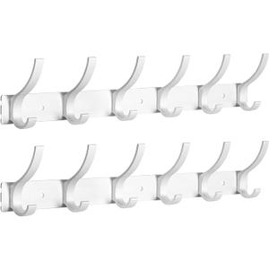 Optish Coat Rack Wall Mount, Wall Hooks for Hanging, Entry Coat Hooks Coat Hanger, Hat Rack Holder for Wall, Key Holder Purse Racks, Towel Rack for Bathrooms (2 Pack, Silver )