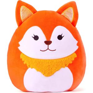 Large Fox Plush Pillow Stuffed Animal Toy,13" Big Size Cute Soft Toys Fat Kawaii Hugging Stuff Cuddle Huggable Plushie,Gift for Kids