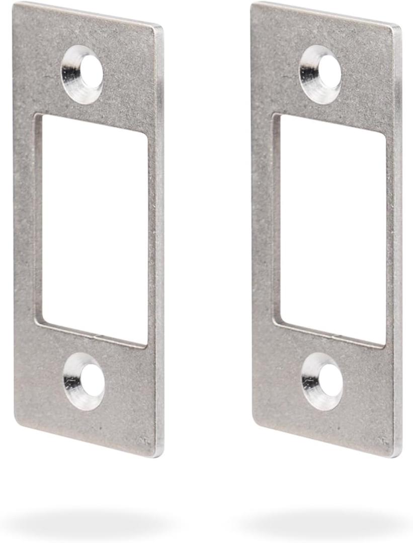 Deadbolt Restorer Strike Plates 2 Pack, Narrow-Side and Large Hole to Allow Dead Bolt to Pass Freely, Dead Lock Catcher Strikers (2, Silver), Small: 2-1/4" x 1" (2 Pack)
