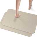 2 Pack Diatomaceous Earth Shower Mat, Stone Bath Mat, Nonslip Super Absorbent Fast-Drying Hard Bath Mat for Bathroom Shower Floor, 23.62 x 15.35 inch, Grey and White Pattern