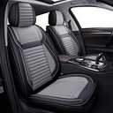 LINGVIDO Car Seat Covers, Breathable and Waterproof Faux Leather Automotive Seat Covers for Cars SUV Truck Sedan,Universal Anti-Slip Driver Seat Cover with Backrest (Full Seat, Gray+Black)
