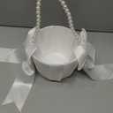 ATAILOVE Flower Girl Basket with Pearl Handle, Ivory Fariy Wedding Baskets for Flower Girls,