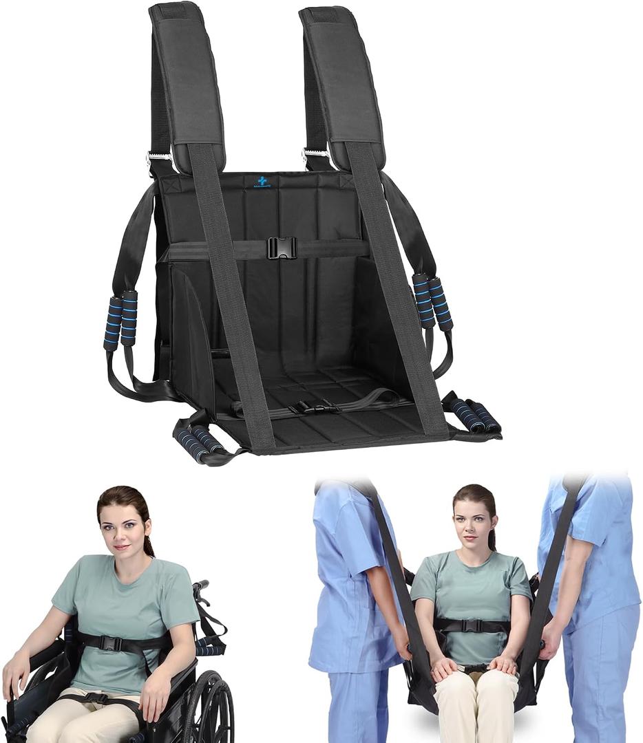 Transfer Belt for Elderly & DisabledPatient Transfer Lift Assist Device for Wheelchair Transfer Board Alternative for Stairs, Chairs & Cars (8 Handles +2 Shoulder Straps)