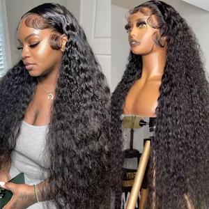 IWISH 220% Density Full 13x6 Water Wave Lace Frontal Wigs Human Hair Wet and Wavy 34Inch 13x6 HD Transparent Lace Front Wigs Virgin 12A Brazilian Human Hair Pre Plucked With Baby Hair (34 Inch, WW 13x6 Full Frontal Wig 220%)