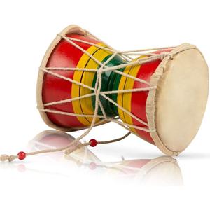 Handmade Wooden & Leather Classical Indian Folk Dumroo Damroo Damaru Hand Drum Set Percussion Decorative Collectible Showpiece World Musical Instruments (Multi)