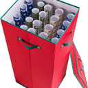 Wrapping Paper Storage Box- Holds 20 Rolls of 30 Gift Wrap-Upright Container with Lid, Dividers & Handles-Christmas & Birthday Wrap by Elf Stor (Red)