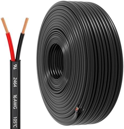 16 Gauge Wire 2 Conductor Electrical Wire, 16 AWG 1.309mm² Wire PVC Cord,12V/24V DC Low Voltage/Copper-clad Aluminum(CCA)Flexible/2 Wire for Automotive Wire LED Strips Lamp Lighting Marine(15.3M/50FT)