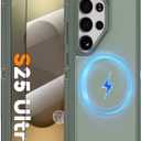 Magnetic Case for Samsung Galaxy S25 Ultra with Screen Protector [Compatible with MagSafe Wireless Charging] [Dual Layer Military-Grade Protection] Heavy Duty Rugged Shockproof Protection Cover, Green