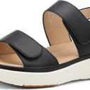 UBFEN Womens Platform Sandals Wedge Walking Comfortable Casual Adjustable Strap Lightweight Open Toe (9, Black)