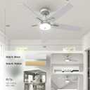 Ceiling Fans with Lights 52 Inch, Black Smart Ceiling Fan Compatible with Alexa/App/Remote Control, 5 Two-Sided Blades, Ultra Silent Reversible DC Motor LED fan for Living Room(White)