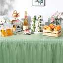 VitalCozy 12 Pcs Green Plastic Table Skirts and Anti Proof Table Cloths 54 x 108 Inch Rectangle Tablecloths 168 x 29 Inch Disposable Tableskirt for Baby Shower Wedding Birthday Christmas Party Decor