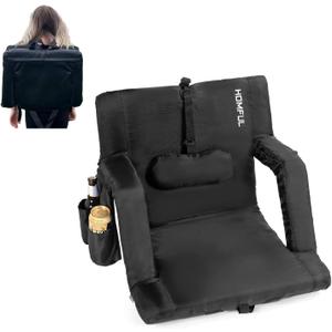 HOMFUL Folding Stadium Seats for Bleachers with Lumbar and Back Support Portable Reclining Stadium Chairs with Padded Cushion Seats for Sporting Outdoor Camping Beach Concerts Picnic Bleacher