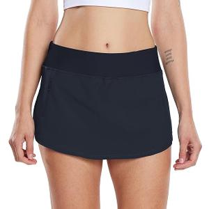 Willit Womens Swim Skirt Athletic Bathing Suit Skorts Skirts Swimsuit Bottoms with Zipper Pocket, Size S, Blue