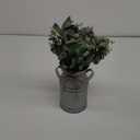 Winlyn Artificial Eucalyptus Stems in Rustic Metal Milk Can Vase Faux Plants Eucalyptus Leaves Stems with White Seeds Greenery Arrangement 13.4" Tall for Farmhouse Home Wedding Table Centerpiece Dcor