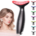 Dopskin  7 Color Galvanic Machines - Red Light Therapy for Face and Neck, Face Massager Tool for Wrinkles, Double Chin, Vibrating Facial Massager with Thermals, Black