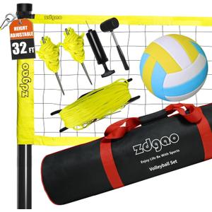 Zdgao 32FT Outdoor Portable Adjustable Height Volleyball Net System