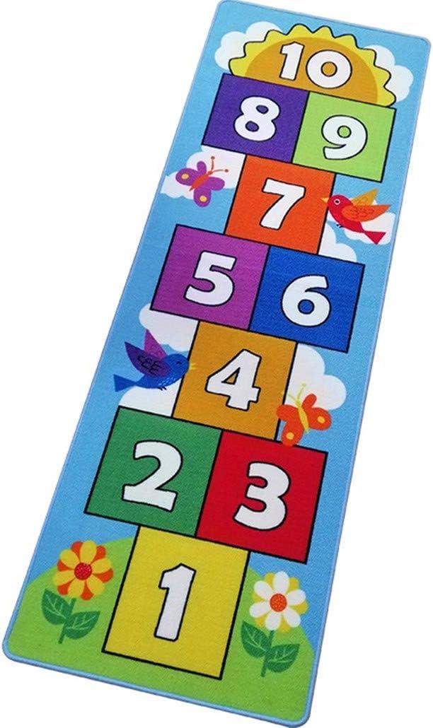 Hop and Count Hopscotch Rug, Kids Floor Play Area Rug Game Carpet Crawl Jump Mat, Children Numbers Learning Non-Slip Rug, Great for Ages 3 to 7 Boys Girls, Home Decor, 26''x55'' (26''x55'' (66x140cm))