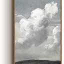 VIYYIEA Vintage Framed Cloud Wall Art Decor, Living Room Bedroom Cloudy Pictures Collage Wall Decor, Framed Canvas Prints Artwork, Retro Abstract Paintings,16x24 Inch