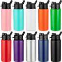 Shellwei 10 Pcs Aluminum Water Bottle 17 oz with Snap Lids Reusable Lightweight Portable Sports Water Bottle for Travel Gym Camping Hiking Fishing (Multicolored)