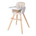Foho Baby High Chair, Perfect 3 in 1 Convertible Wooden High Chair with Cushion, Removable Tray, and Adjustable Legs for Baby & Toddler, Biege