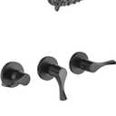 Matte Black 3 Handles Shower Faucet Set with Tub Spout Bathtub Shower Faucets Combo Set Shower System Complete Tub and Shower Trim Kit Shower Fixtures