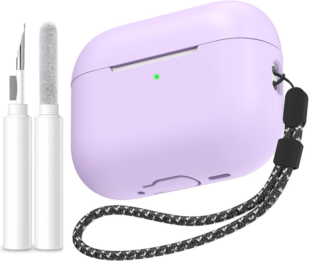 AhaStyle AirPods Pro 3 Case Cover (2025) with Cleaning Kit Soft Silicone AirPods Pro 3rd Generation Case with Lanyard Full Body Shockproof Cover Skin for Apple AirPods Pro 3rd Gen 2025