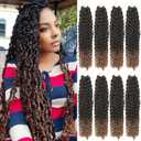 Passion Twist Hair 24 Inch Water Wave Crochet Hair for Black Women Long Passion Twist Crochet Hair for Butterfly Locs 8 Packs Crochet Passion Twist Braiding Hair Extensions Ombre Colors T30 (24 Inch (Pack of 8))