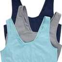 Hanes Women's Scoopneck Cotton Bralette Crop Top (3 Pack) (Medium, Navy/Concrete Heather/Ultra Blue)