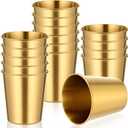 Baderke 16 Pack Stainless Steel Cups and Adult Pint Tumbler Metal Cups Stackable Tumbler Shatterproof Metal Drinking Glasses for Travel Outdoor Camping(9 oz,Gold)