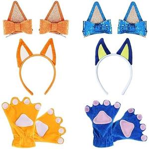 Kyson 6 PCS Blue Dog Ears Headbands,Halloween Cartoon Blue Heeler Puppy Cosplay Costume Accessories Birthday Present for Kids