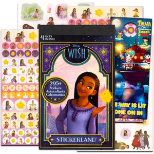 Disney Wish Sticker Book for Girls - Disney Wish Sticker Pack Bundle with 295+ Wish Stickers for Kids Ages 4-8 Plus Door Hanger | Disney Wish Party Supplies