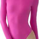 PUMIEY Women's Long Sleeve Bodysuit Mock Turtle Neck Body Suits Going Out Tops Sharp Collection (Small, Blush)
