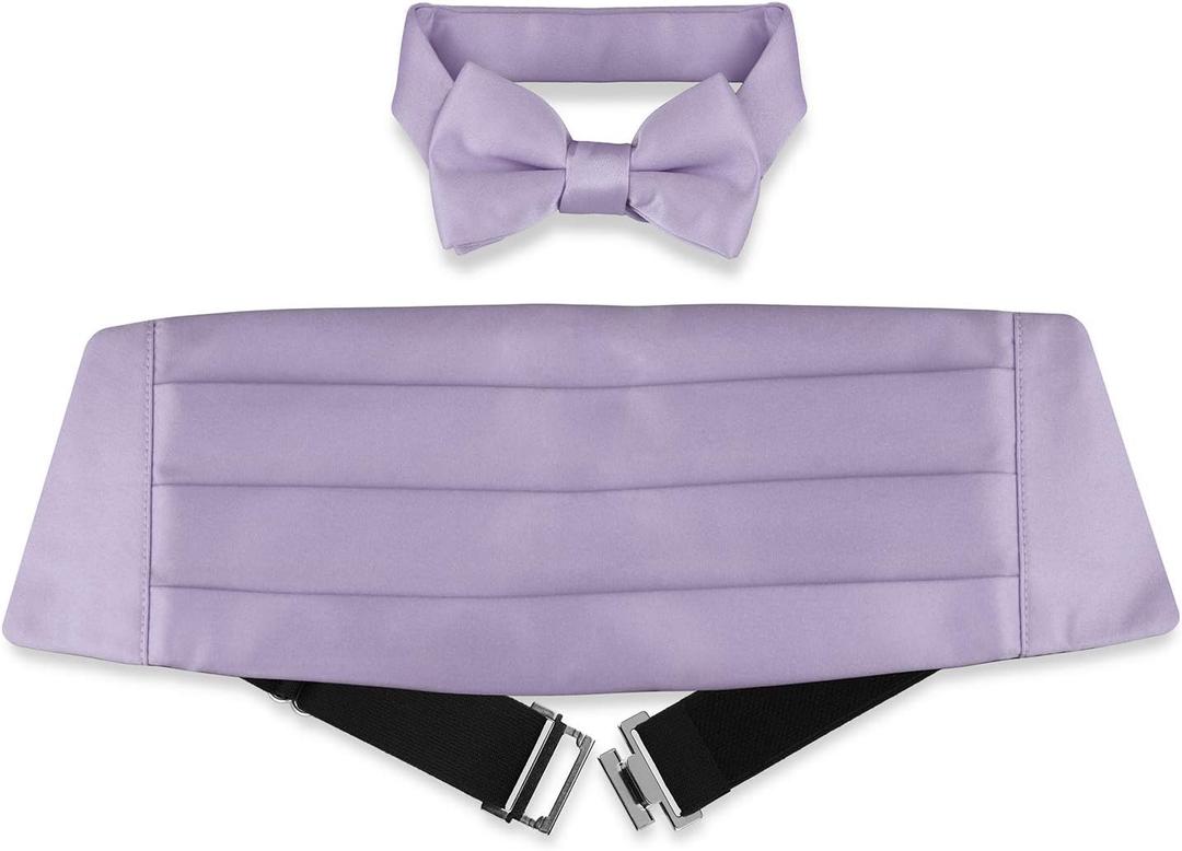 Vesuvio Napoli Boy's Cummerbund & Bow Tie Set Solid Color Boys Cumberbund BowTie
