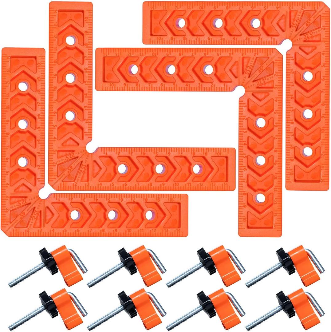 Square Corner Clamps for Woodworking, Right Angle Clamp, 90 Degree Clamp, 4 Pack 6Inchx6Inch Engineering Plastic Positioning Squares for Cabinets, Drawers, Frame