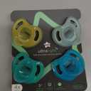 Tommee Tippee Ultra-Light Silicone Pacifier, 6-18 Months, Symmetrical One-Piece Design, BPA-Free Silicone Binkies, Blue/Green/Yellow, Pack of 4