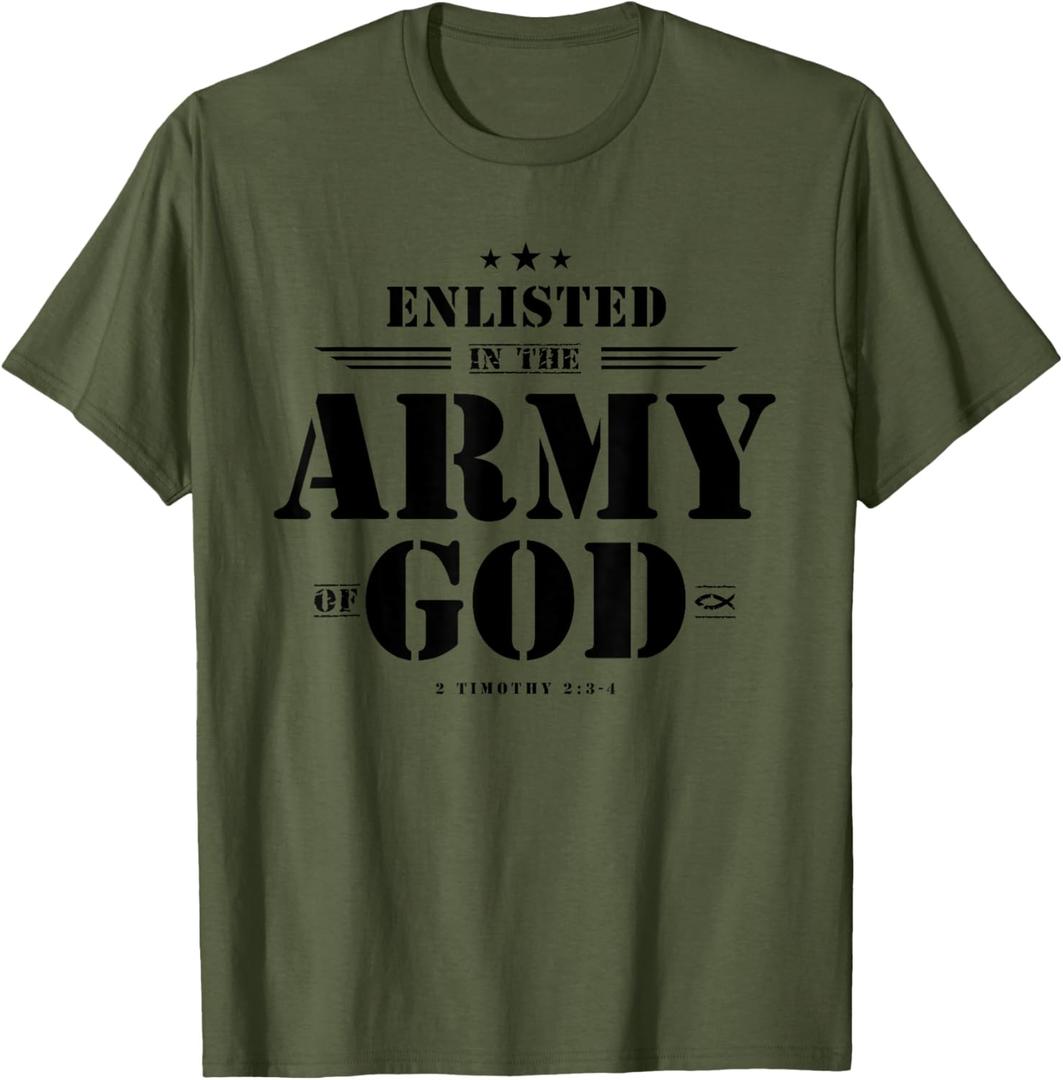 Christian Gifts Religious Bible Verse Scriptures God's Army T-Shirt (2XL)
