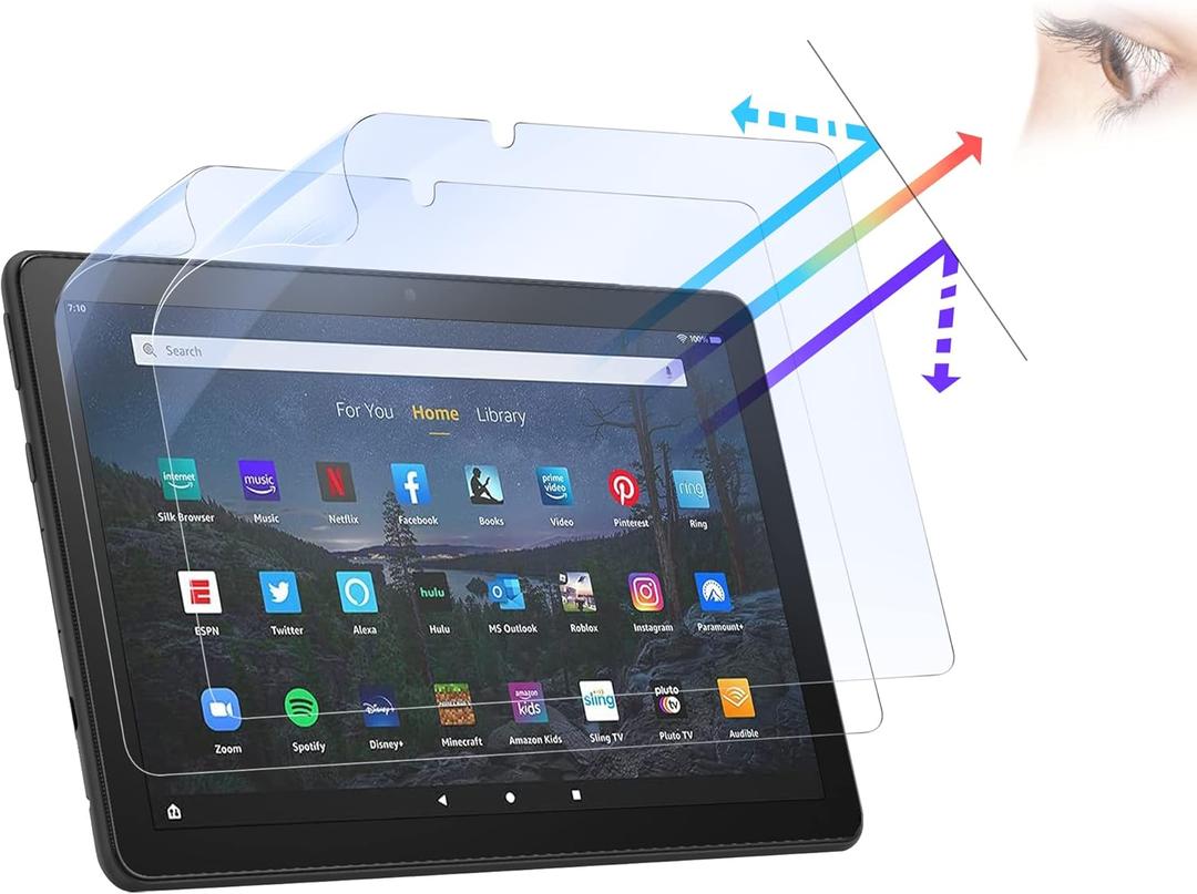 [2 Pack] Anti-Blue Light Screen Protector for Amazon Fire HD 10/10 Plus/10 Kids/10 Kids Pro Tablet. Eye Care & Eyestrain anti-glare Relief