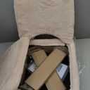 GREENSTELL Small Vanity Stool Chair with Storage and Folding Back, 13.4" x 15" x 30" Square Faux Fur Soft Ottoman, 4 Metal Legs with Anti-Slip Feet, Furry Padded Seat for Makeup, Bedroom, Camel