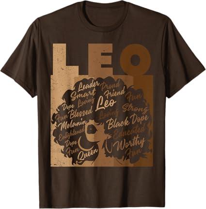 Leo Girl African American Women Melanin Birthday T-Shirt (Small, Brown)