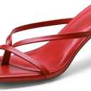 DREAM PAIRS Heels for Women Flip Flops Kitten Low Heels Open Square Toe Thong Heeled Sandals, Fashion Comfort Shoes for Party Casual Slides (8, Red)