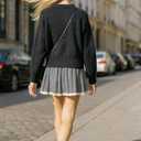 Cute Bow Sweaters for Women Long Sleeve Cozy Pullover Fall Winter Y2K Tops Aesthetic Clothes Outfits (Black, M)