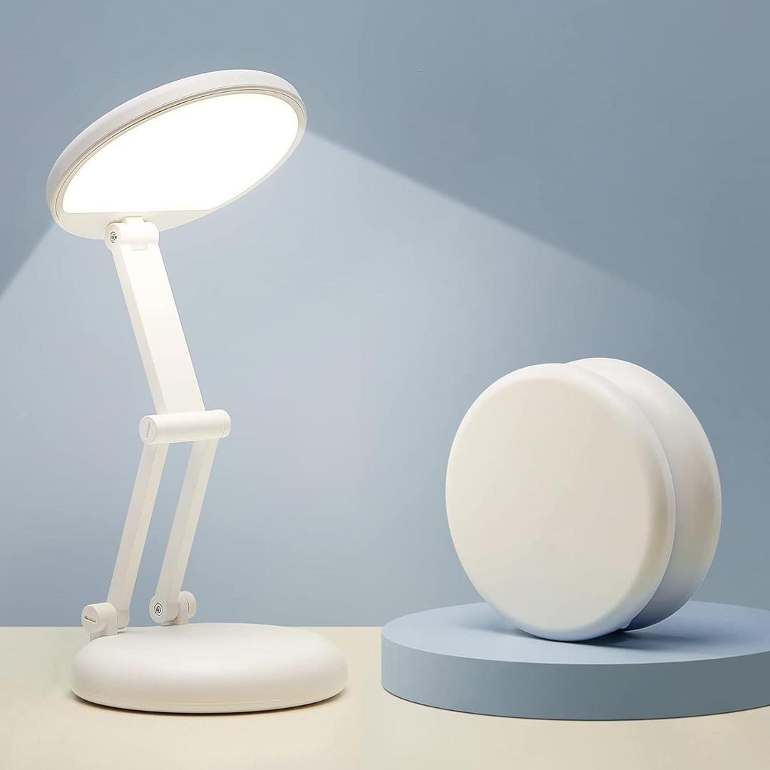 One Fire Cordless Desk Lamp,Dimmable Small Battery Powered Lights,3600mAh Rechargeable Wireless Table Lamp,Mini Lamp&Portable Light for Bed,Book Reading,Home for Small Spaces,Nail Light,Craft,Office, White