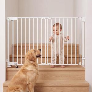 29.5"–43" Retractable No Bottom Bar Baby Gate for Stairs, 30" Tall