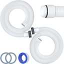 2Pack 1.5" 6 Feet EVA Pool Professional Hoses with External Male Threads for Above Ground Swimming Pools Filter Connection Hose Pool Supply for Vacuum Pump Heavy Duty Cleaner Hoses(White)