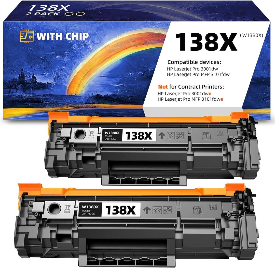 138X W1380X Compatible Toner Cartridge Replacement for HP138X for HP-138X 138A W1380A use Compatible with HP LaserJet Pro MFP 3101fdw and HP LaserJet Pro 3001dw(1 Pack)