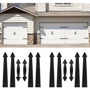 Magnetic Garage Door Hardware, Garage Door Magnetic Decorative Hardware 8 Hinges + 4 Handles for Iron Door, Easy Install, Durable & Waterproof (Classics Style,2 Pack)