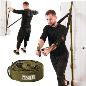 Tribe Lifting Adjustable Resistance Band Anchor - Door Anchor with 5 Loops & Metal Rings, Durable Nylon Strap for Full-Body Workouts